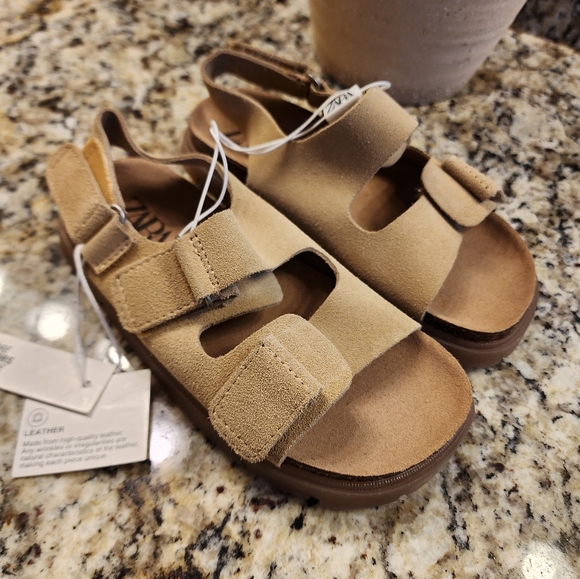 Zara Other - Zara toddler kid neutral leather suede sandals